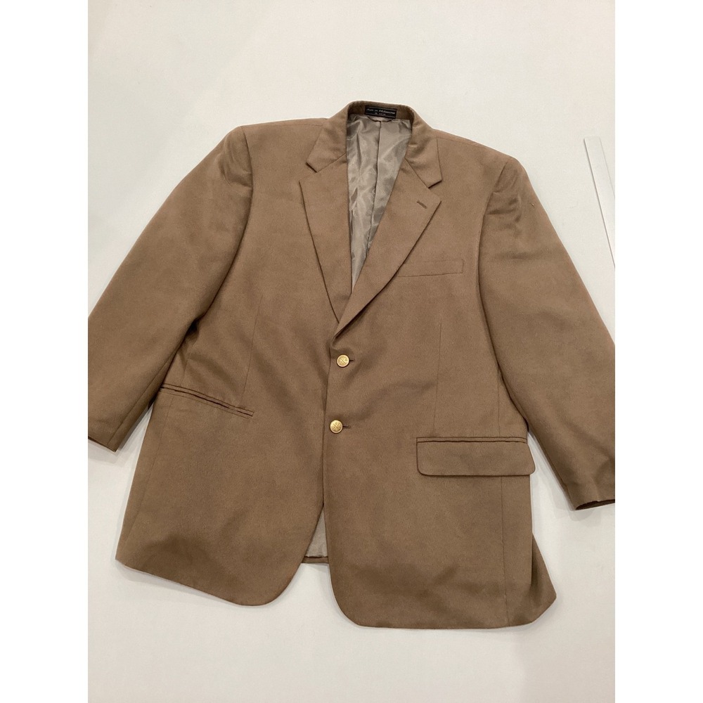Mens Tan Brown Suede Blazer Jacket 46R Two Button Classic Fit Menswear Travel